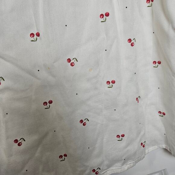 Apana Midi White Dress Cherries Pockets Large - Picture 6 of 11